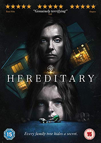 Hereditary DVD cover featuring a woman’s face and a distorted house.