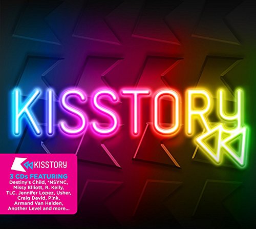 “Kisstory 2017” CD cover with neon text and artist names listed.