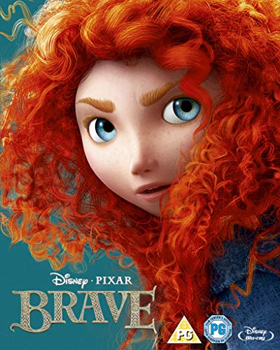 Close-up of Merida from Disney Pixar’s Brave on a Blu-ray cover.