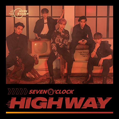 Five men posing near vintage furniture, album cover for Seven O’clock - Highway.