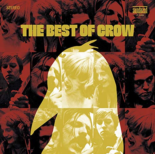 Vinyl record cover for “The Best Of Crow” with repeating portrait imagery.