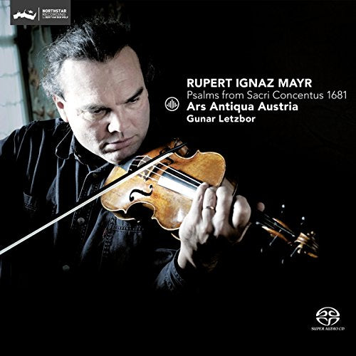 Violinist playing, album cover for Ars Antiqua Austria & Letzbor’s Psalms.