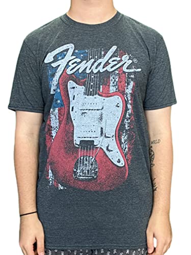 Fender Guitar T-Shirt Mottled Dark Grey XXL