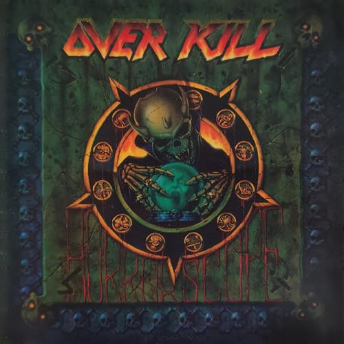 Overkill album cover, "Horrorscope," featuring a skull and astrological imagery.
