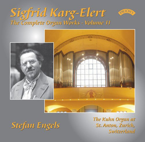 CD cover for Sigfrid Karg-Elert organ works, featuring a portrait and organ.