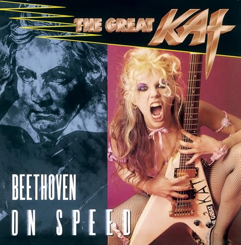 CD cover: Great Kat with Beethoven portrait, playing electric guitar.