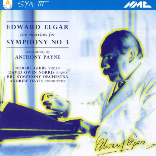 CD cover for “Sketches” by Elgar, featuring a portrait and musical notes.