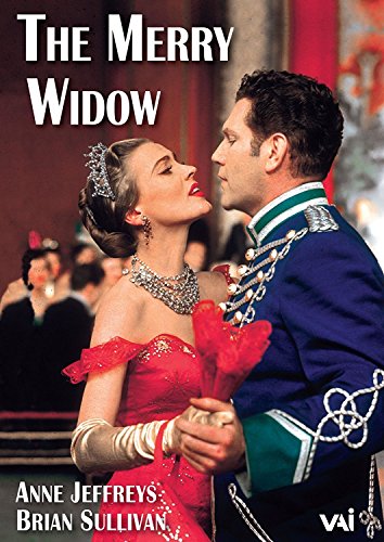 DVD cover for “The Merry Widow” featuring a couple in formal attire.