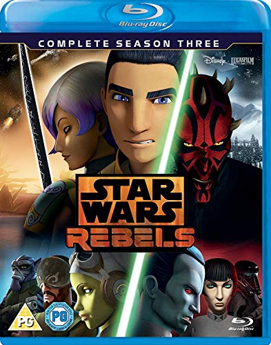 Star Wars Rebels Season 3 Blu-ray cover featuring character portraits.