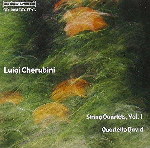 CD cover for Cherubini’s String Quartets, Vol. 1, with abstract floral imagery.