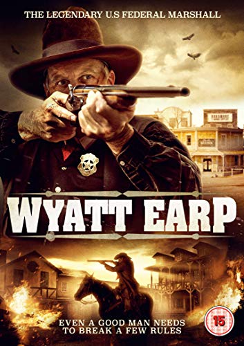Wyatt Earp DVD cover featuring Kevin Costner with a gun, Western town backdrop.