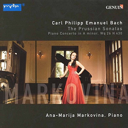 CD cover featuring pianist Ana-Marija Markovina in a red dress.
