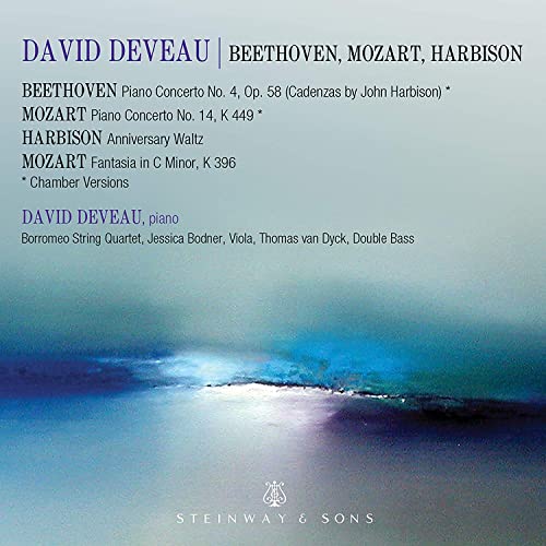 CD cover for David Deveau featuring composers Beethoven, Mozart, and Harbison.