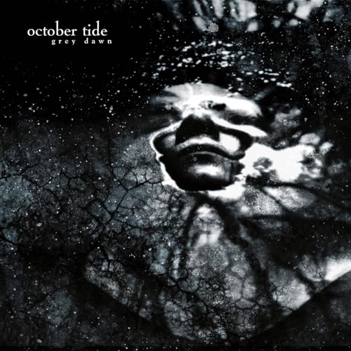 October Tide "Grey Dawn" vinyl album cover, dark and textured with a face.