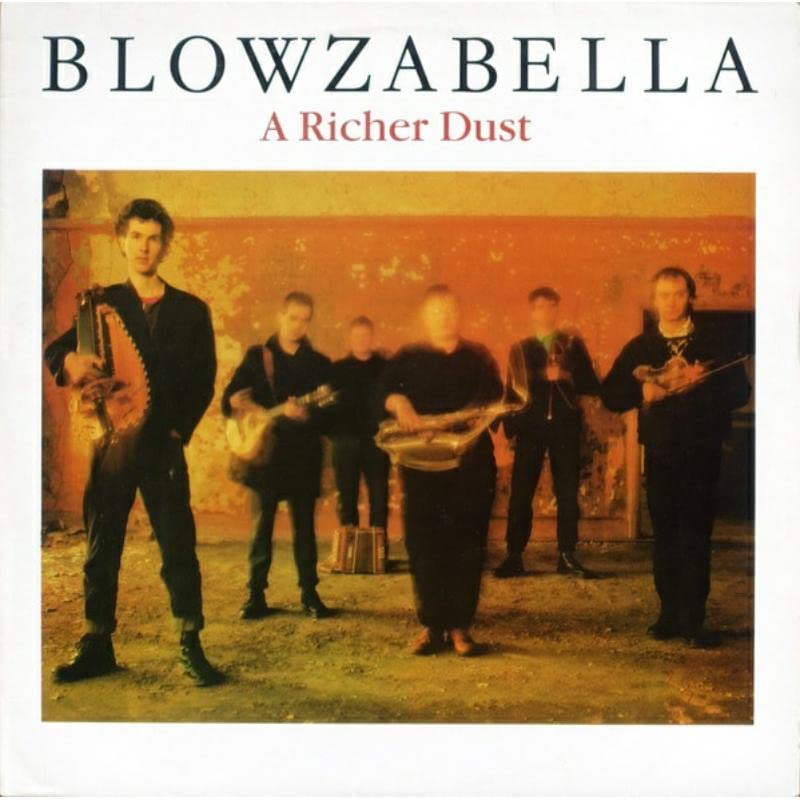CD cover for Blowzabella’s “A Richer Dust” featuring a folk band.
