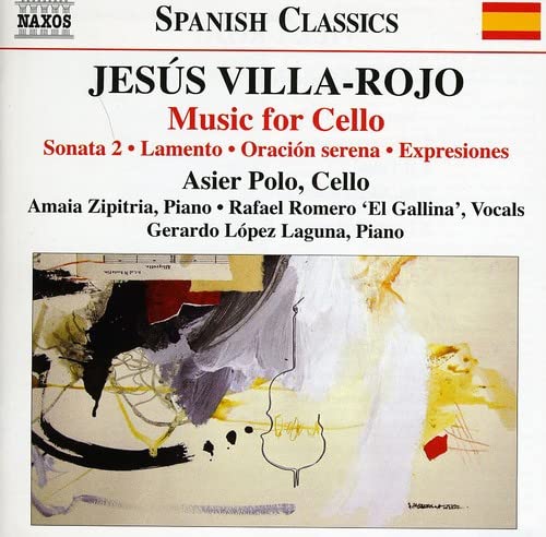 CD cover for Jesús Villa-Rojo’s “Music for Cello” with abstract art.