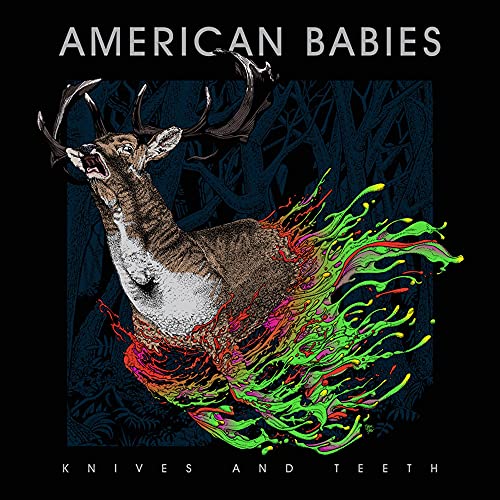CD cover: deer with colorful, flowing paint splatters on black background.