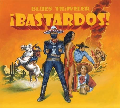 CD cover for Blues Traveler’s “Bastardos!” depicting a Wild West scene.
