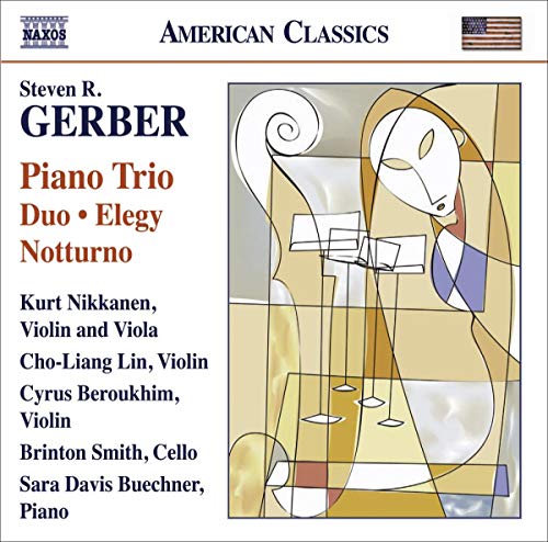 CD cover for Steven Gerber’s “Piano Trio” with abstract geometric art.