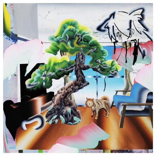 Album cover with abstract art featuring a bonsai tree and animal figures.