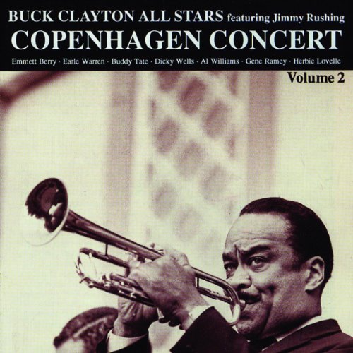 CD cover: Buck Clayton playing trumpet, "Copenhagen Concert, Vol. 2".