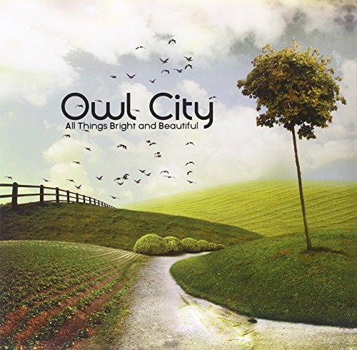 Owl City album cover: a green landscape with a lone tree and birds.
