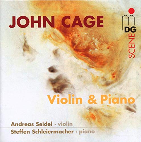 CD cover for John Cage's "Violin & Piano" featuring abstract art.