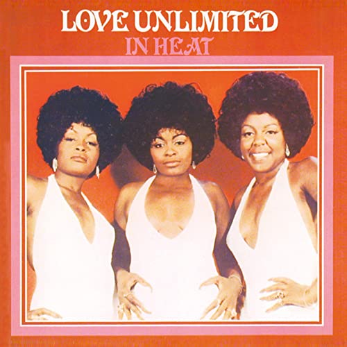 Album cover for Love Unlimited's "In Heat" featuring three women with afros.