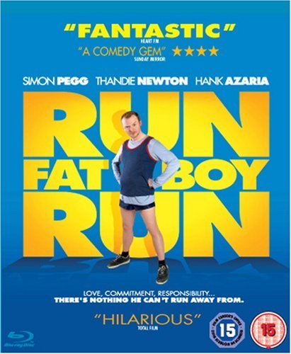 “Run, Fat Boy, Run” Blu-ray cover with Simon Pegg in running gear.