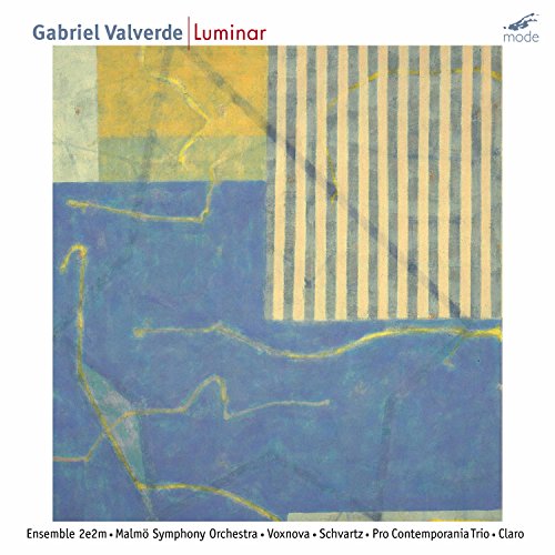 CD cover for Gabriel Valverde’s “Luminar” with abstract blue and yellow art.