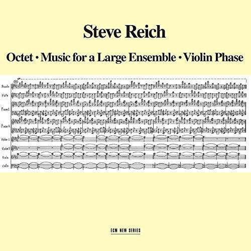 CD cover for Steve Reich’s “Octet” featuring musical score imagery.