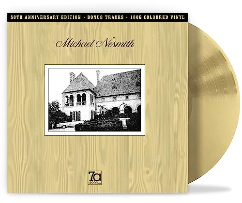 Michael Nesmith album cover with a house image and gold-colored vinyl record.