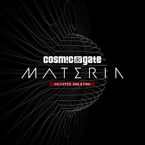 Cosmic Gate Materia album cover: abstract white lines on black background.
