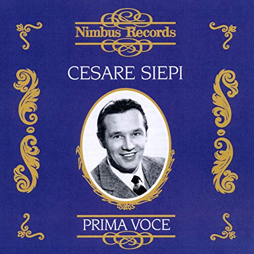 CD cover: blue background, portrait of Cesare Siepi, ornate gold details.