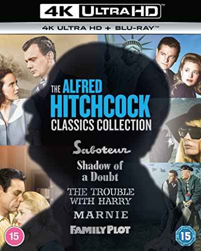 Alfred Hitchcock Classics Collection Blu-ray cover with film stills and Statue of Liberty.
