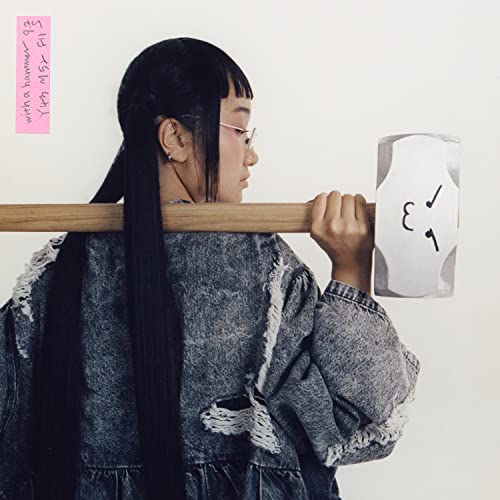 Yaeji album cover: woman with long hair holding a cartoon hammer.