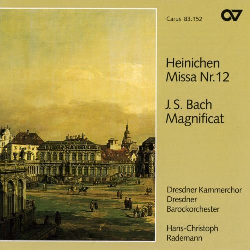 CD cover: Baroque building painting, text “Heinchen Missa Nr. 12” and “Bach Magnificat.”
