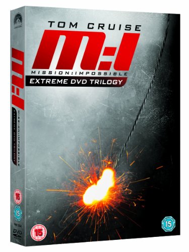 DVD case for "Mission: Impossible" trilogy with red title and sparks.