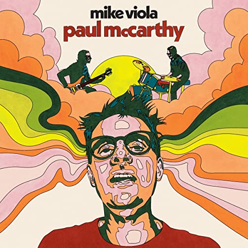 CD cover for Mike Viola’s “Paul McCarthy” with illustrated musicians and face.