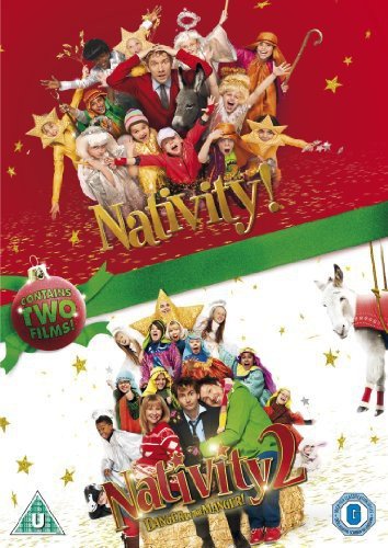 DVD cover for "Nativity!" and "Nativity 2" featuring children in costume.