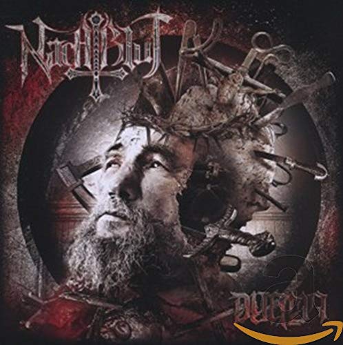 Dark album cover featuring a distressed face with thorns and weapons.