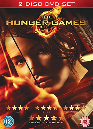 The Hunger Games" DVD cover featuring Jennifer Lawrence with a bow and arrow.