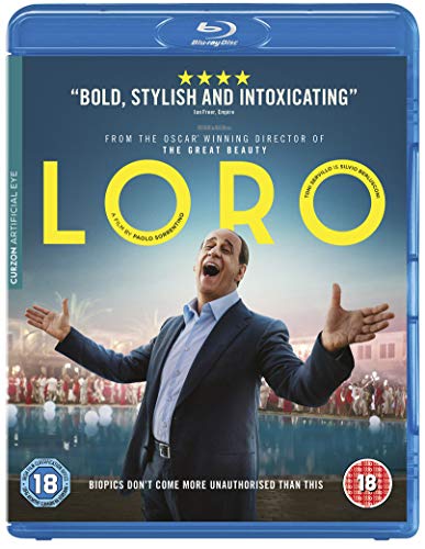Loro" Blu-ray cover featuring a man with arms outstretched before a crowd.