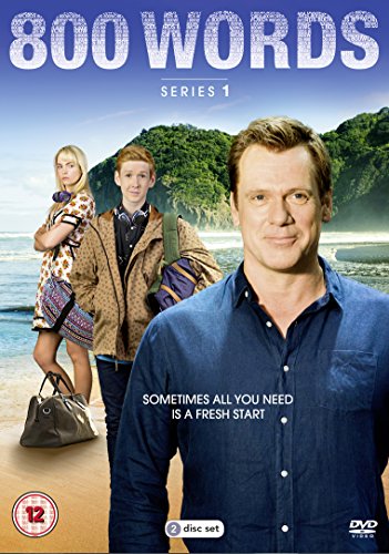 DVD cover for “800 Words” Series 1 featuring three people and a beach.