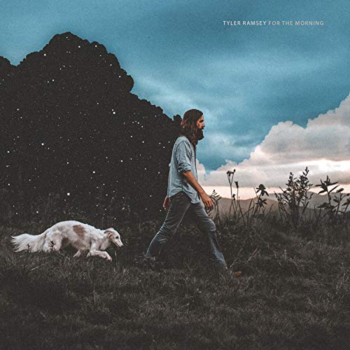 Album cover: man and dog walking in a field, mountains backdrop.