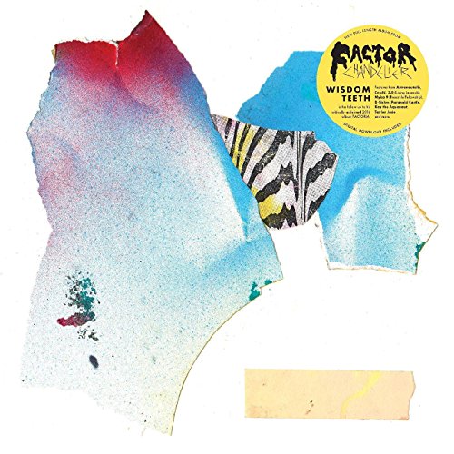 Vinyl record cover with abstract blue, red, and zebra-striped collage.