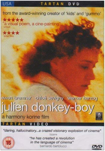 DVD cover for "Julien Donkey-Boy" featuring a blurry portrait of a man.