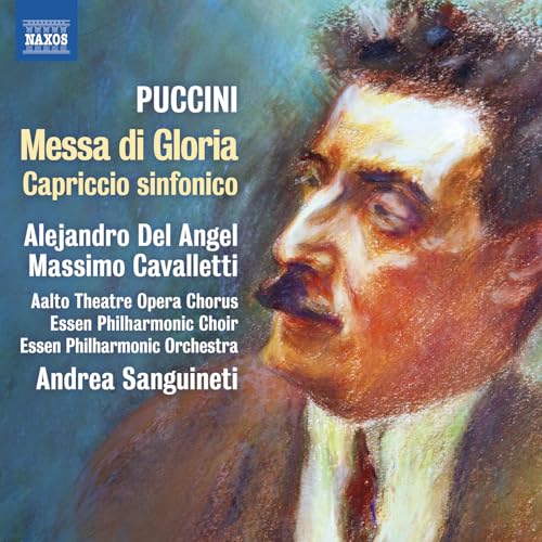 CD cover for Puccini’s “Messa di Gloria” featuring a painted portrait.