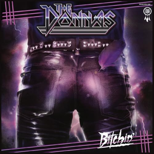 Album cover for The Donnas’ “Bitchin” featuring jeans and band logo.