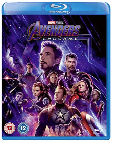 Blu-ray cover art for Marvel Studios Avengers: Endgame featuring a cast of superheroes.